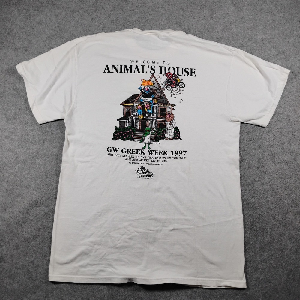 Vintage Delta Men's White GW George Washington University Greek Week T-Shirt L